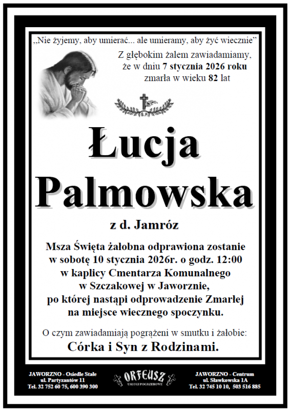 ŁUCJA  PALMOWSKA Z DOMU JAMRÓZ