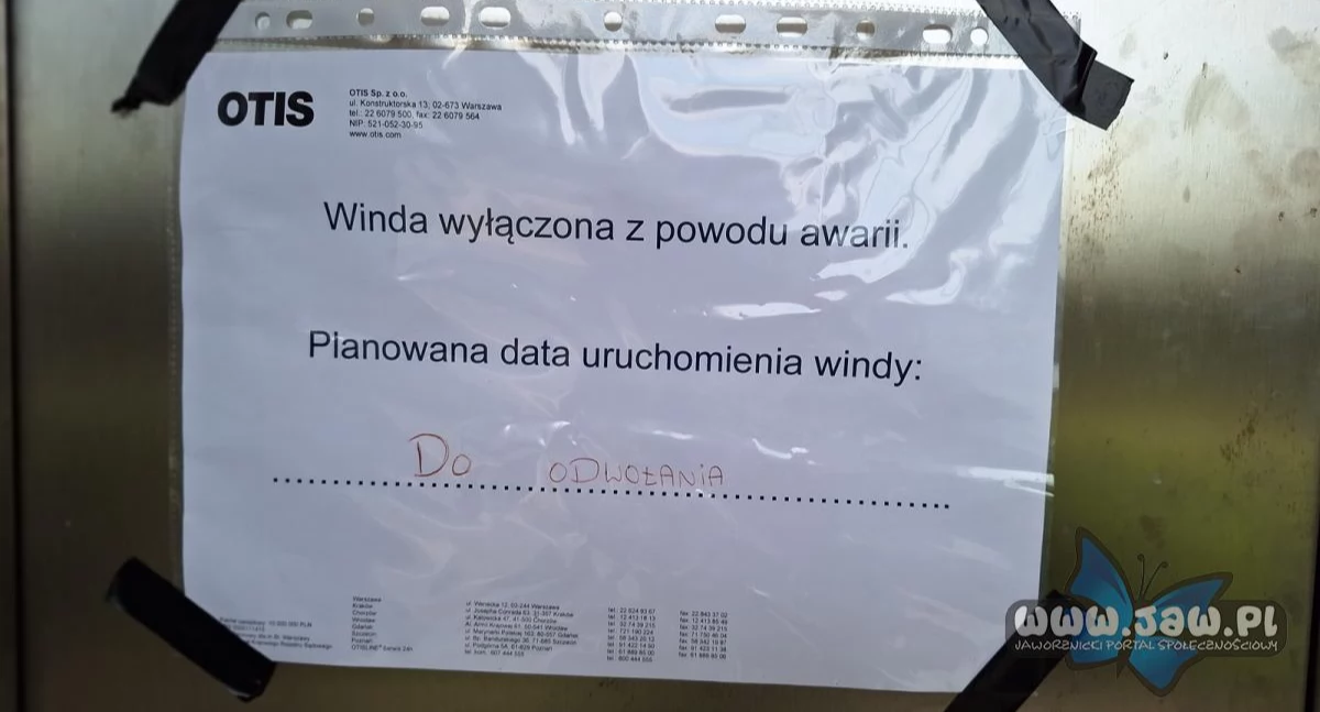 Winda na ul. Chopina - nieczynna od paru tygodni 