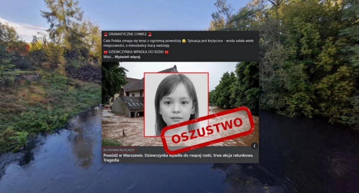 Komunikaty Policja, Uwaga fałszywe wiadomości oszustwa związane powodzią chronić siebie swoje - zdjęcie, fotografia