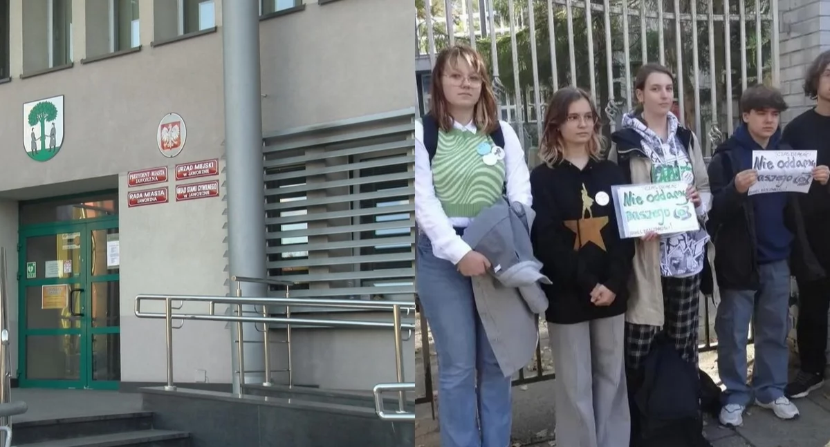 Edukacja, Demonstracja Urzędem Miejskim reorganizacji szkół - zdjęcie, fotografia