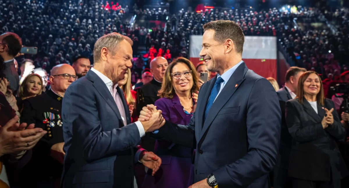 Konwencja w Gliwicach. Rafał Trzaskowski i Donald Tusk. 