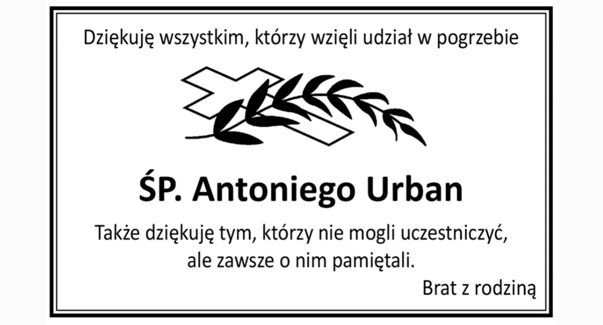 Życie miasta, Podziękowanie uczestników pogrzebu Antoniego Urbana - zdjęcie, fotografia