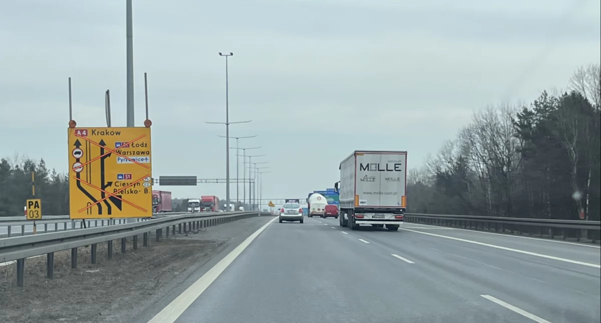 Drogi Jaworzno, Remont autostrady wysokości Mysłowic kierunku Krakowa - zdjęcie, fotografia