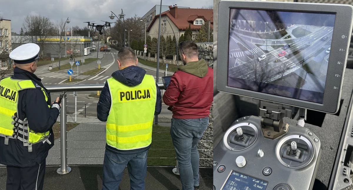 Komunikaty Policja, Dronem śledzili pieszych - zdjęcie, fotografia