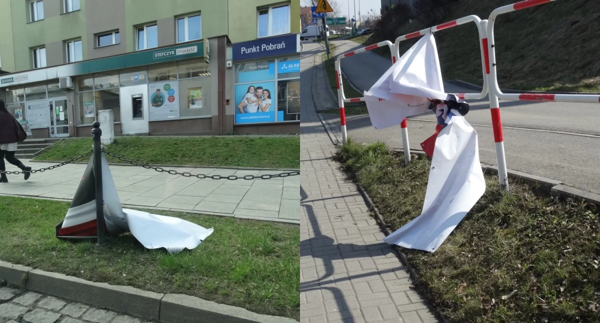 Zniszczone banery wyborcze