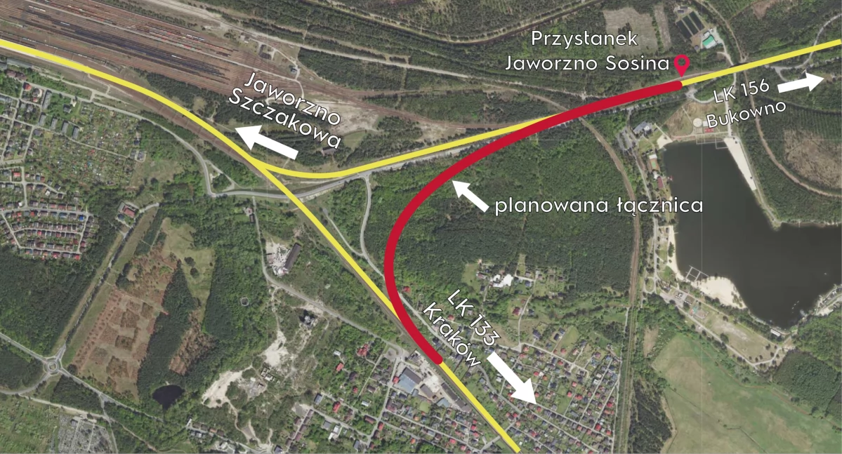 Drogi Jaworzno, Łącznica kolejowa Jaworzno Olkusz przystanek Jaworzno Sosina - zdjęcie, fotografia