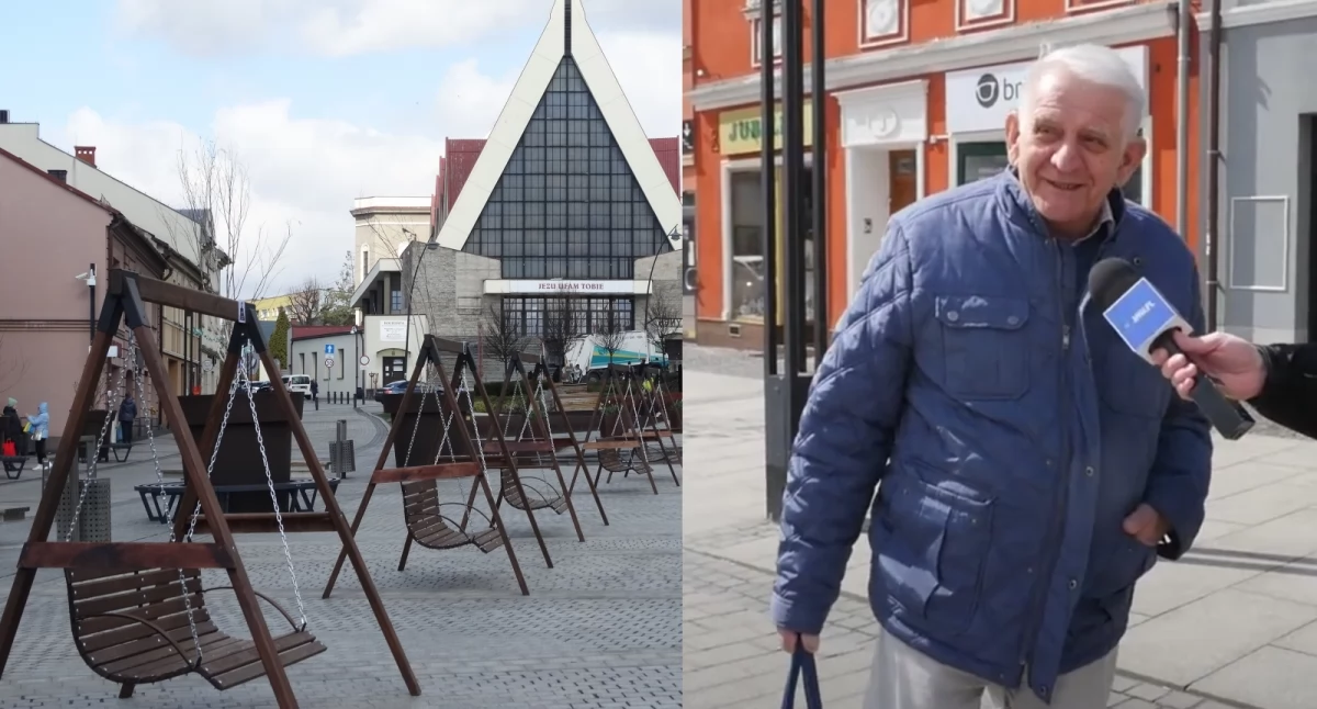 Życie miasta, Atrakcje rynku Jaworznie Zainstalowano huśtawki - zdjęcie, fotografia