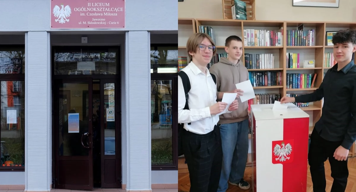 Wybory prezydenckie w LO2. Na zdjęciu uczniowie klasy 2a - od lewej Eryk, Szymon i Mateusz