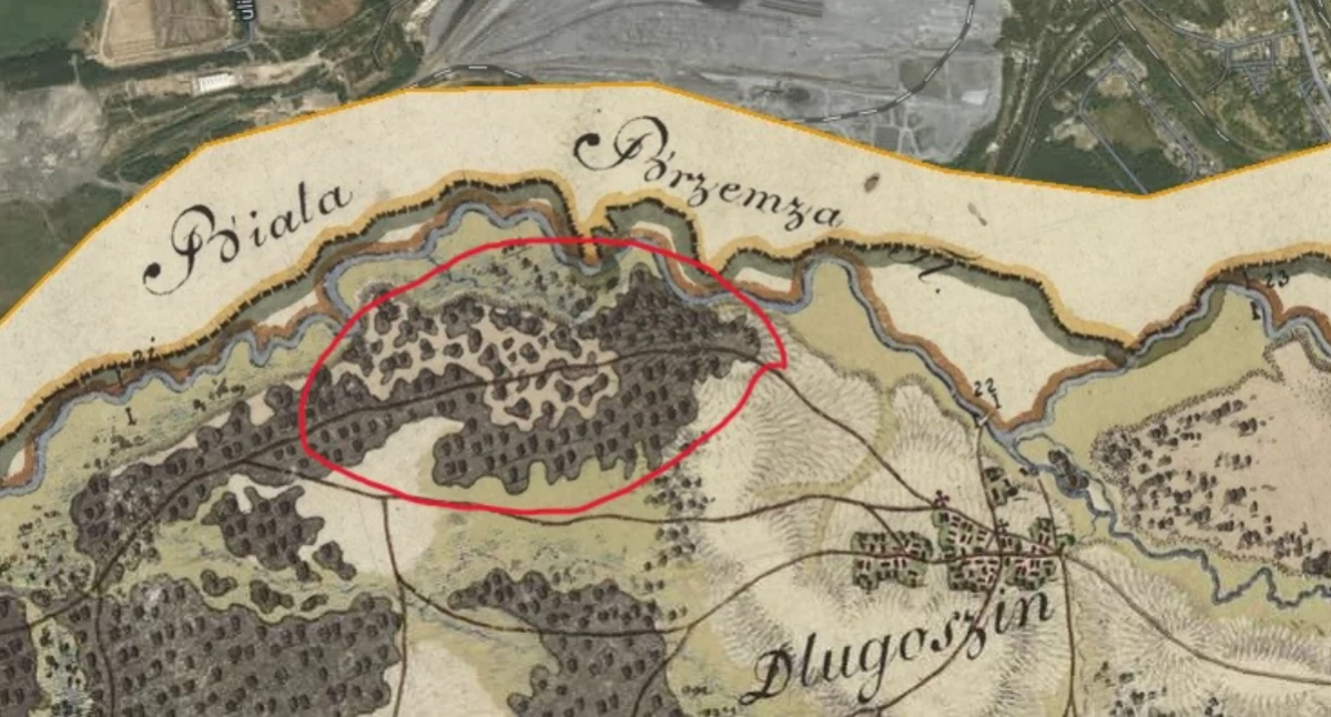 Rejon Skałki, Zatwardzia i Drabidzionki na początku XIX wieku (mapire.eu)