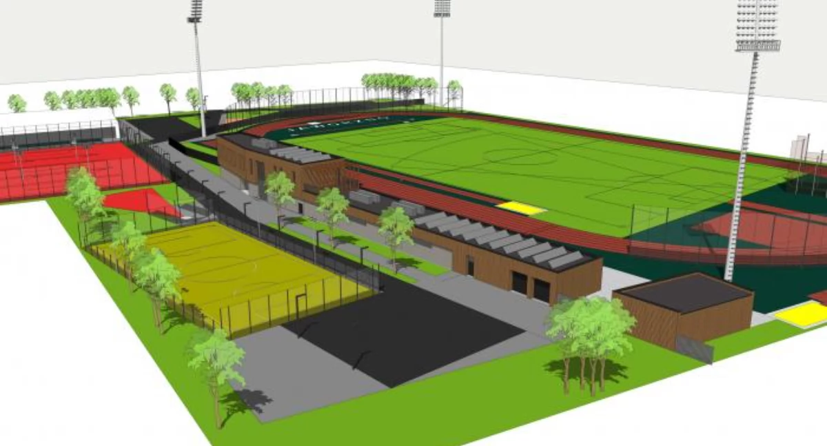 Stadion Azotania - wizualizacja projektu (źróło: Urząd Miejski w Jaworznie, lipiec 2024 r.)  