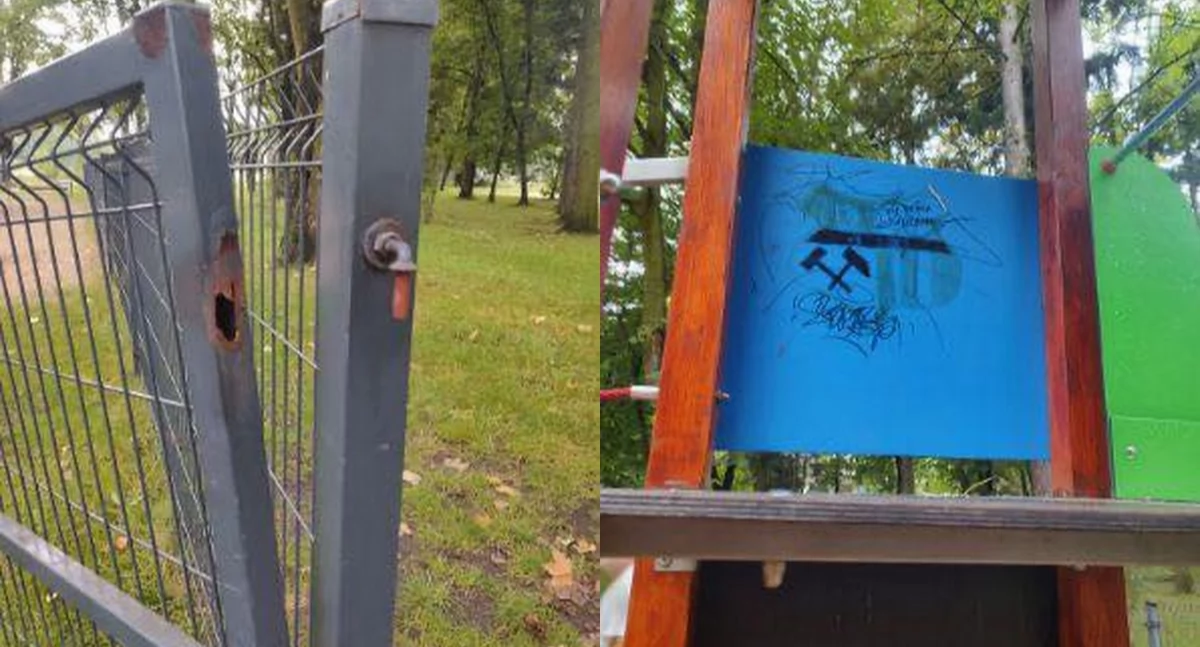 Komunikaty Policja, Kolejny wandalizmu Jaworznie Zniszczony został zabaw - zdjęcie, fotografia