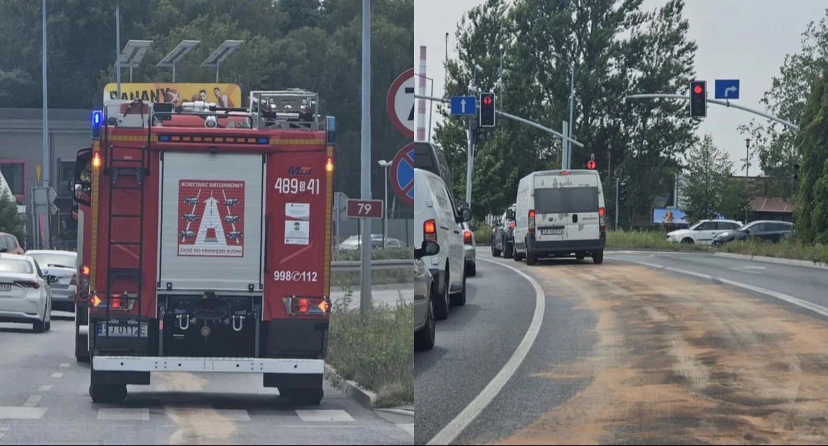 Komunikaty Policja, Rozlana substancja Utrudnienia ruchu [AKTUALIZACJA] - zdjęcie, fotografia