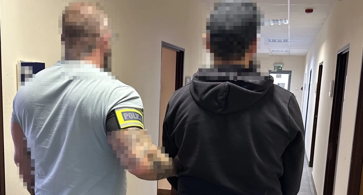 33-latek został zatrzymany pod zarzutem usiłowania zabójstwa swojej byłej partnerki. Fot. KMP Jaworzno