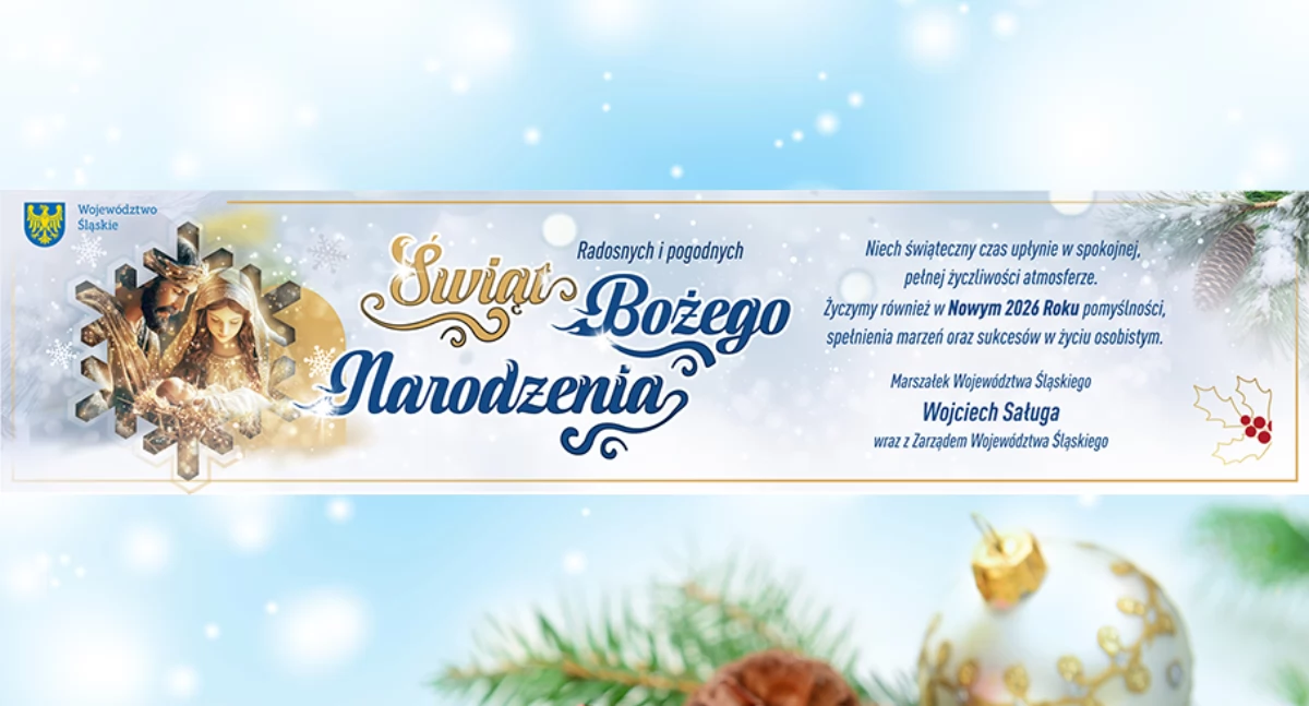 Ludzie, Życzenia Boże Narodzenie Marszałka Województwa Śląskiego Wojciecha Saługi - zdjęcie, fotografia