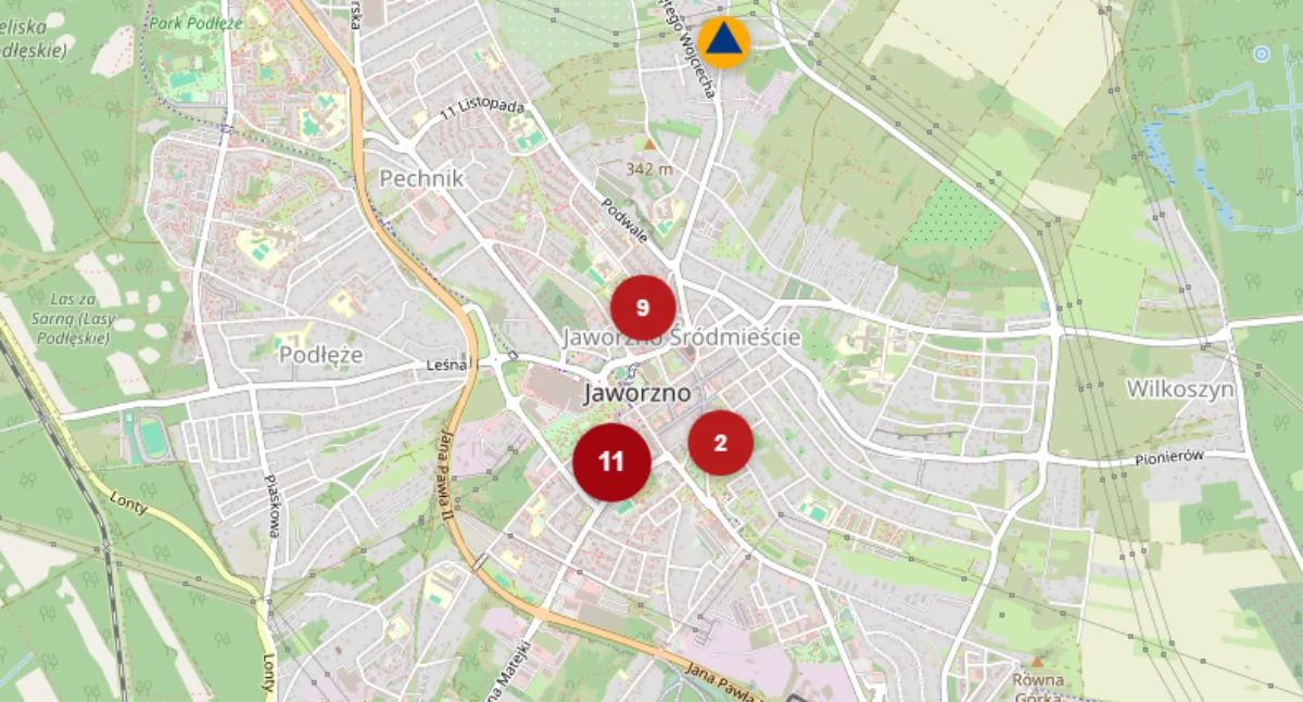 Mapa punktów schronienia