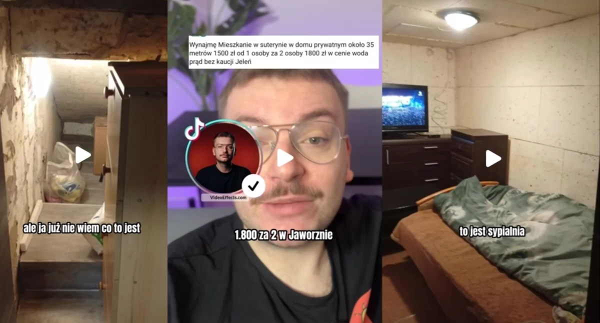 Życie miasta, TikToker wyśmiał ogłoszenie Jaworzna „Suterena osoby Internauci kryją oburzenia - zdjęcie, fotografia