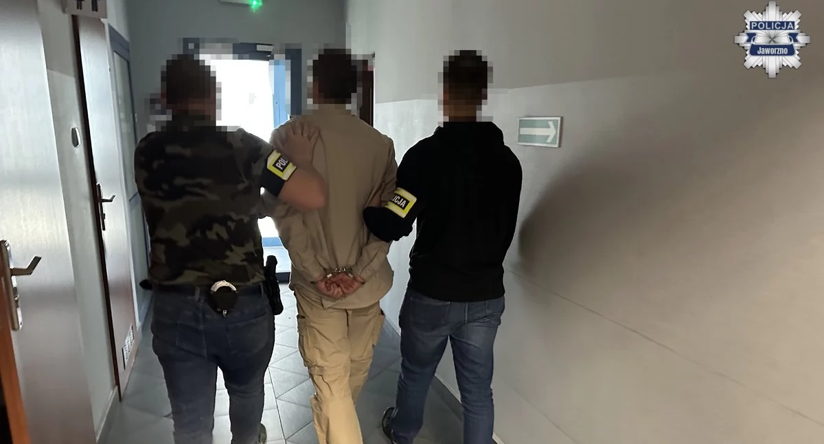 Jeden z zatrzymanych mężczyzn. Fot. KMP Jaworzno