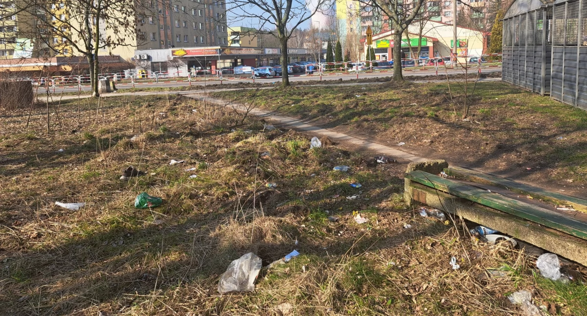 Życie miasta, Zaśmiecone Osiedle Podłęże Jaworznie - zdjęcie, fotografia