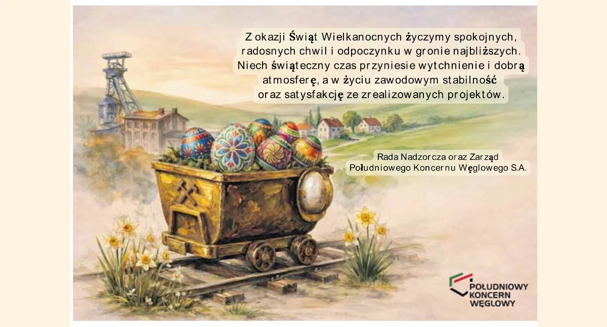 Ludzie, Życzenia Wielkanocne Południowego Koncernu Węglowego - zdjęcie, fotografia