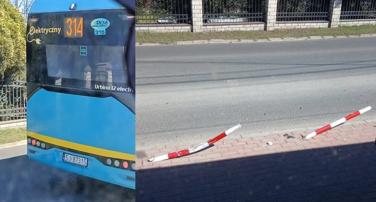 Autobus PKM Jaworzno linii 314 staranował barierkę na chodniku