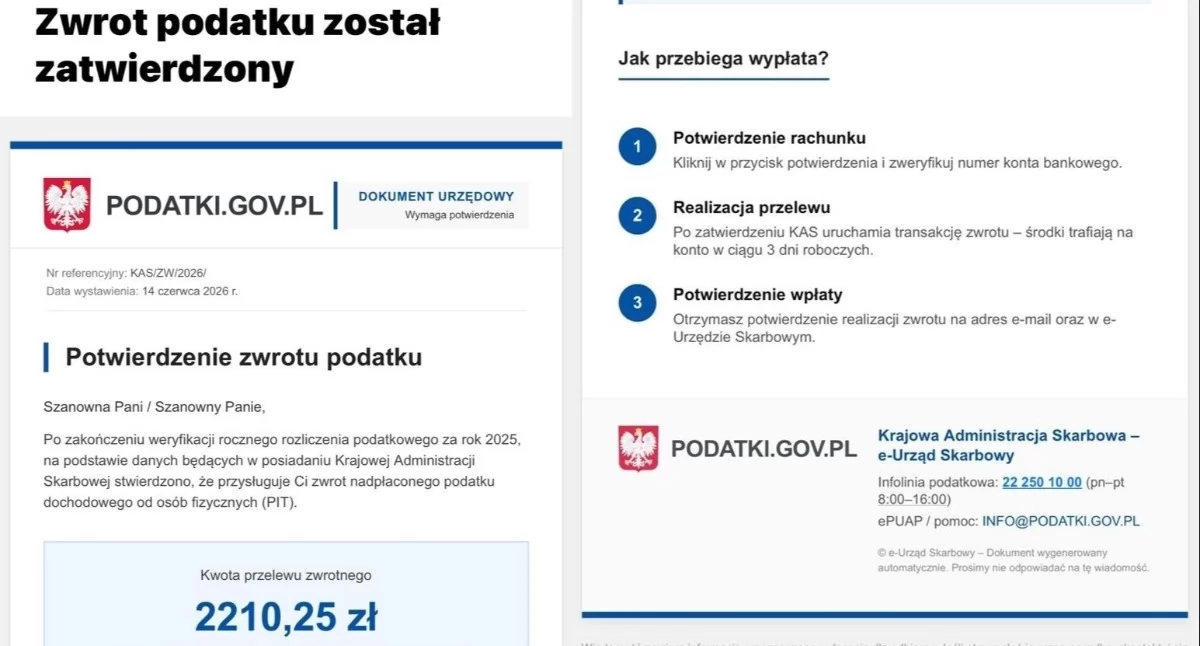 Życie miasta, Uwaga fałszywe wiadomości zwrocie podatku - zdjęcie, fotografia