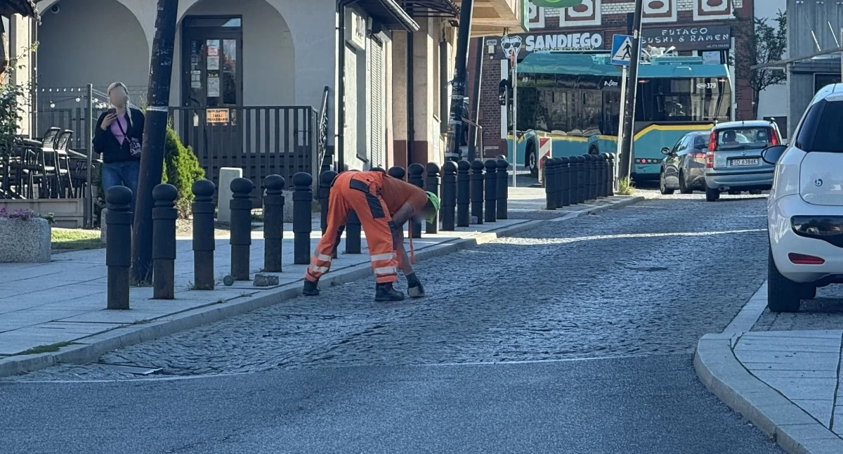 Naprawiają kostkę na ul. Mickiewicza w Jaworznie