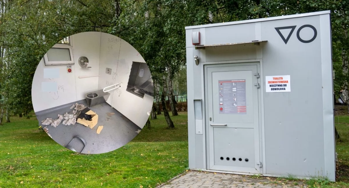Zdewastowana toaleta w parku Podłęże. Fot. jaw.pl/MCKiS