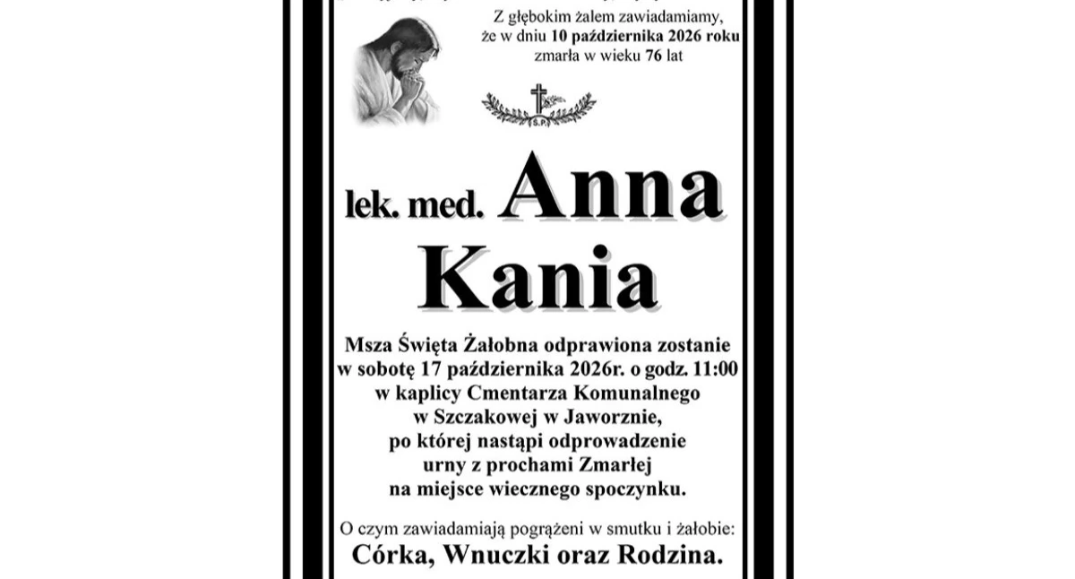 Ludzie, Zmarła ginekolog Kania - zdjęcie, fotografia