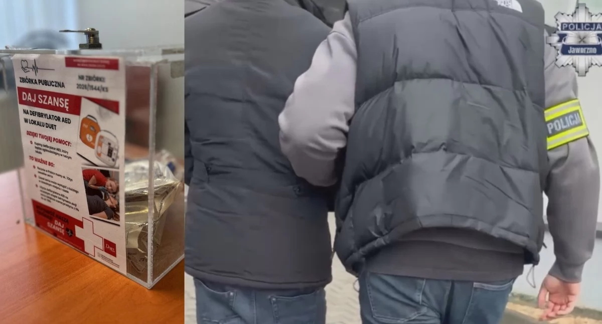 Policjanci odzyskali skradzioną puszkę z pieniędzmi. Fot. KMP Jaworzno
