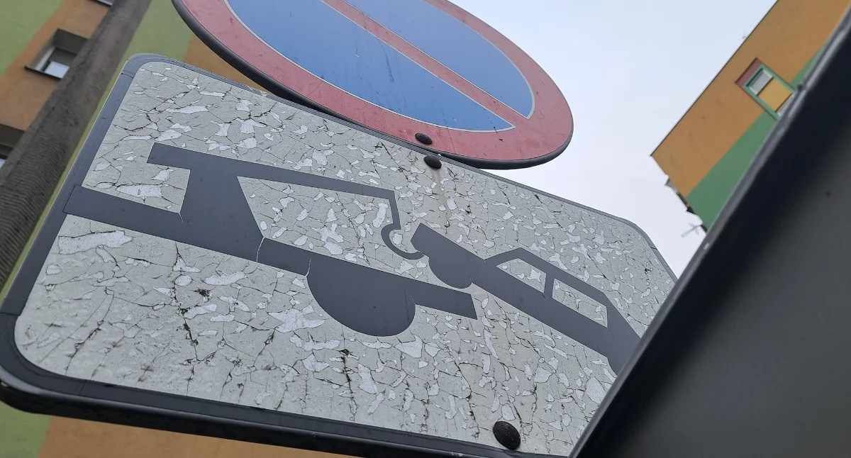 Nie tylko postój przy tym znaku grozi odholowaniem i odwiezieniem pojazdu na płatny parking. Kiedy jeszcze można usunąć auto z drogi i odstawić je na parking strzeżony? Sprawdź stawki proponowane na 2027 rok w Jaworznie. Fot. Patrycja Koprzak