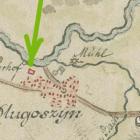 Mapa Mertzburga - Zielona strzałka zaznaczony tytułowy Mayerhof (źródło - Zagłębie...