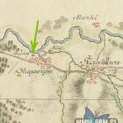 Mapa Mertzburga - Zielona strzałka zaznaczony tytułowy Mayerhof (źródło - Zagłębie...