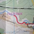 Pasternik współcześnie- zaznaczone dawne koryto rzeki i młyn