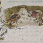 Po prawej winiarnia Stefana Kurtza. Przy murowanym budynku widoczny ogród...