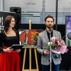 Barbara Wojtowicz i kurator wystawy Marcin Miliński (fot. MCKiS)