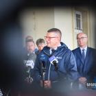 Konferencja prasowa Włodzimierza Czarzastego, Marszałka Sejmu, na peronie za budynkiem...
