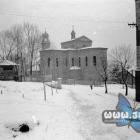 Kościół św. Wojciecha w czasie wojny - na pierwszym planie część nowsza, w tle starsza