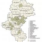 Mapa administracyja województwa ślaskiego. Widoczny podział na powiaty i miasta na...