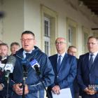 Konferencja prasowa Włodzimierza Czarzastego, Marszałka Sejmu, na peronie za budynkiem...