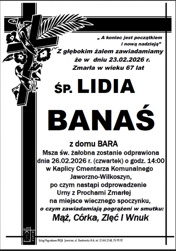 LIDIA BANAŚ z domu BARA