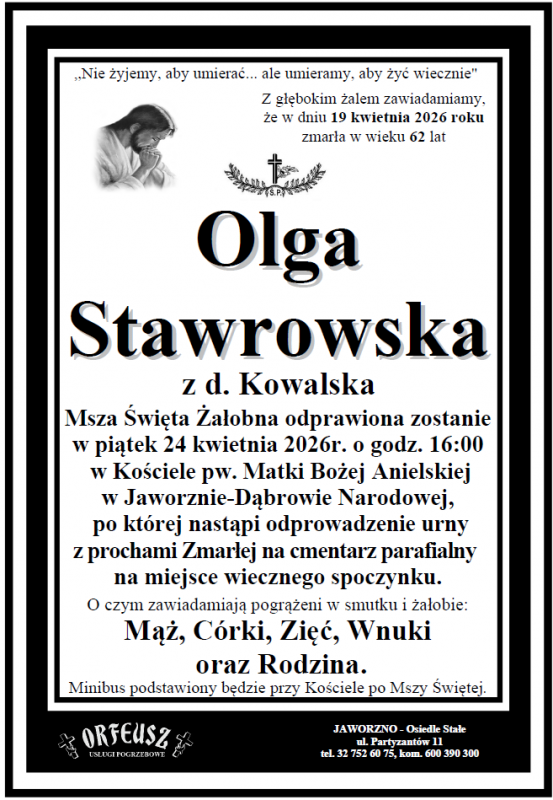 OLGA STAWROWSKA Z DOMU KOWALSKA