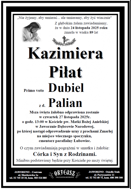 KAZIMIERA PIŁAT PROMO VOTO DUBIEL Z DOMU PALIAN
