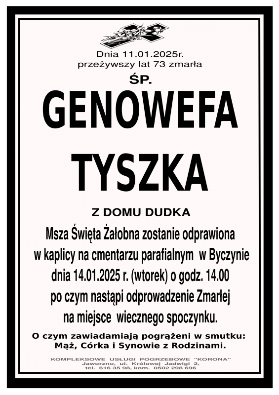 GENOWEFA TYSZKA Z DOMU DUDKA