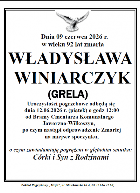 WŁADYSŁAWA WINIARCZYK (GRELA)