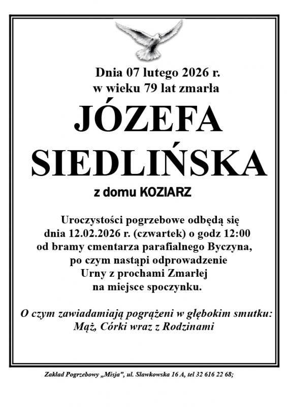 JÓZEFA SIEDLIŃSKA Z DOMU KOZIARZ
