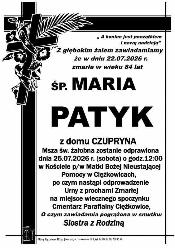 MARIA PATYK Z DOMU CZUPRYNA
