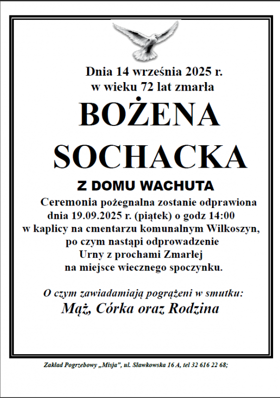 BOŻENA SOCHACKA Z DOMU WACHUTA