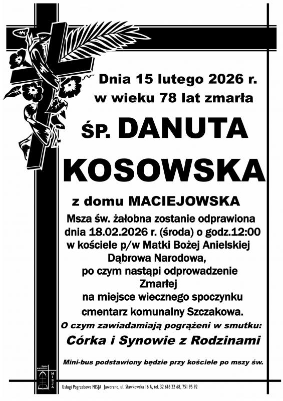 DANUTA KOSOWSKA Z DOMU MACIEJOWSKA
