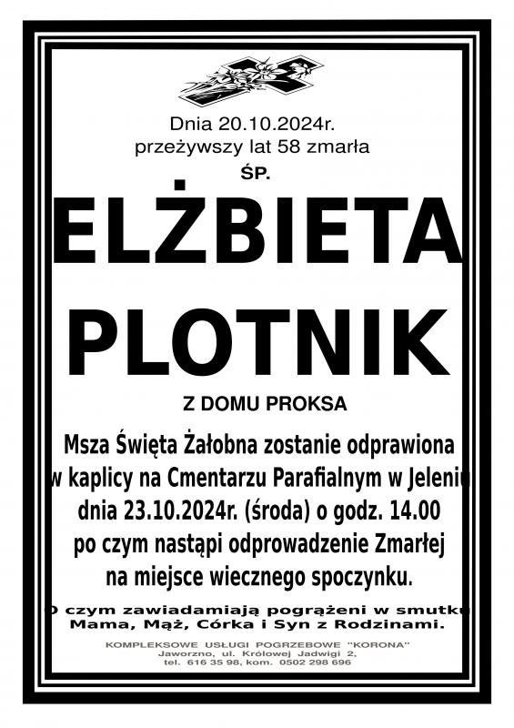 ELŻBIETA PLOTNIK z domu Proksa