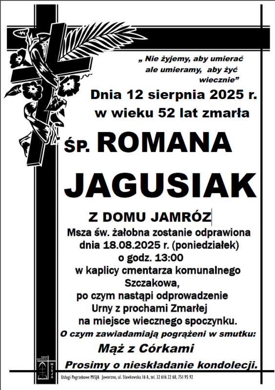 ROMANA JAGUSIAK Z DOMU JAMRÓZ